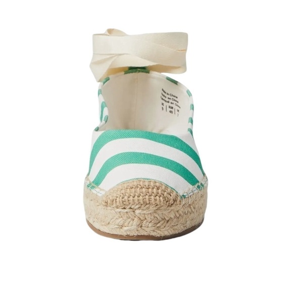 NEW Draper James Women's Georgia Ankle Tie Espadrille in Green Stripe - Size 8.5 - Picture 3 of 11